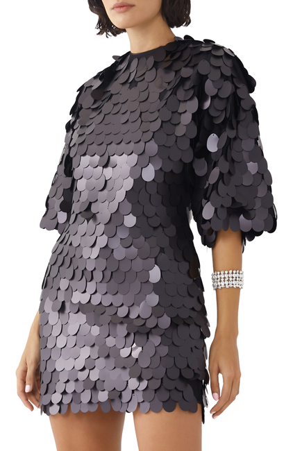 Shoulder-Pad Sequin Mini Dress